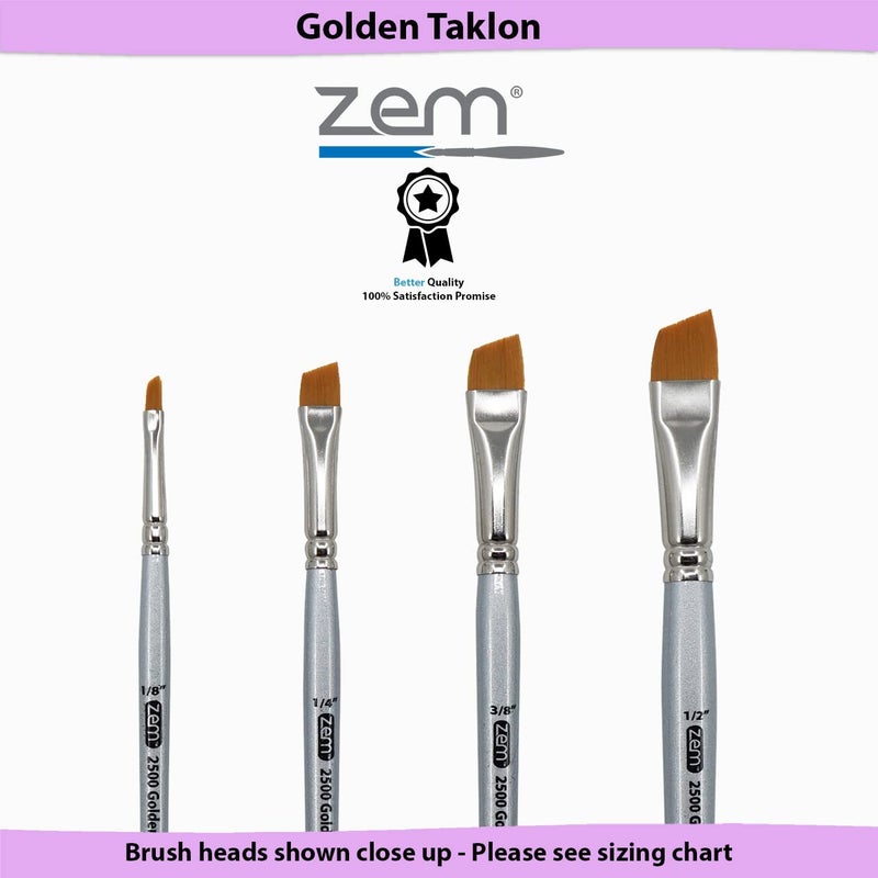 ZEM Brush Golden Taklon Angle Shaders Brush Set Sizes 1/8", 1/4', 3/8", 1/2" - Image 3